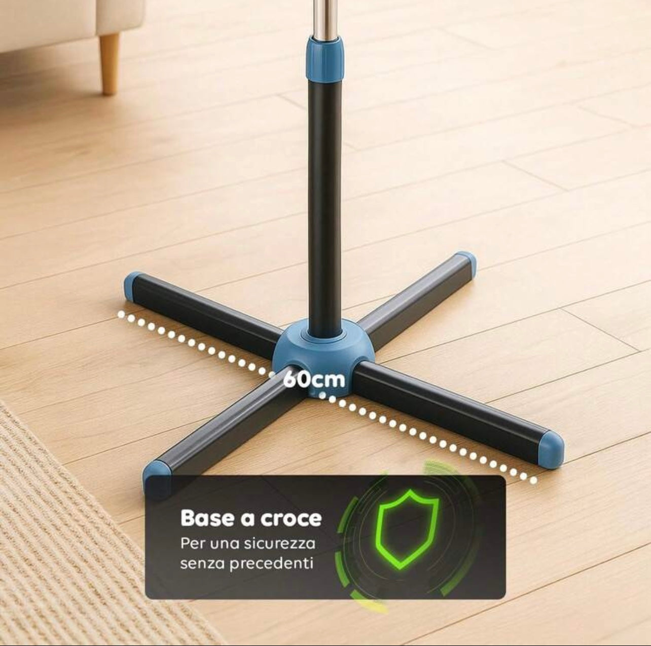 Ventilatore a Piantana 40cm - Altezza Regolabile, 3 Velocità, Oscillazione Automatica