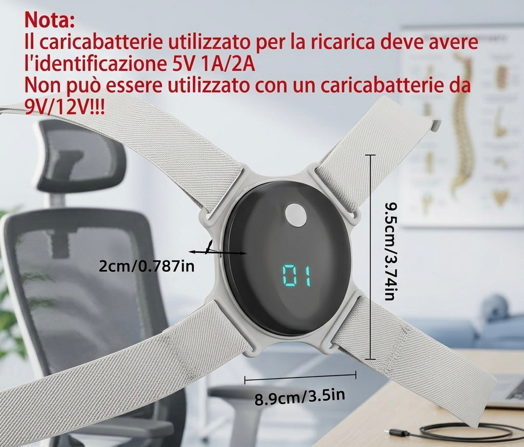 Correttore Posturale Intelligente con Sensore di Vibrazione e Display Digitale