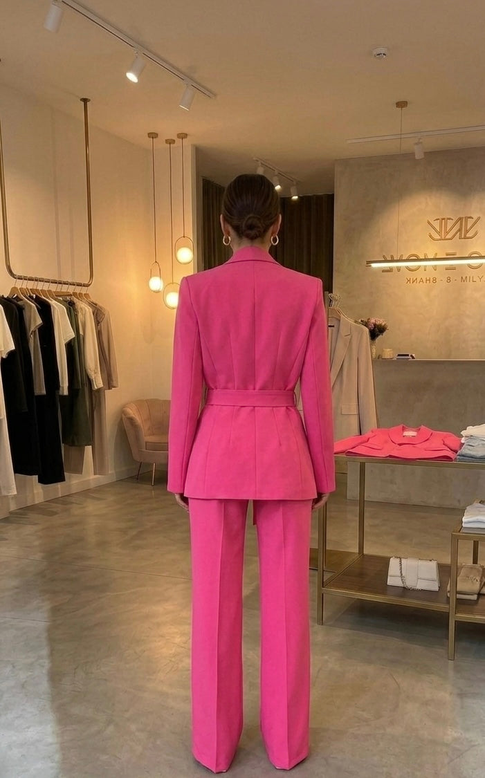 Abito da donna con giacca pantalone e cintura
