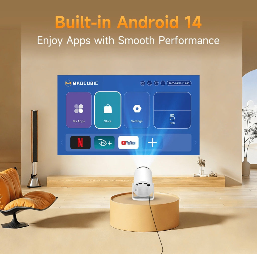 Proiettore Portatile Magcubic: Trasforma la tua Camera in un Cinema con Android 14 e App Integrate