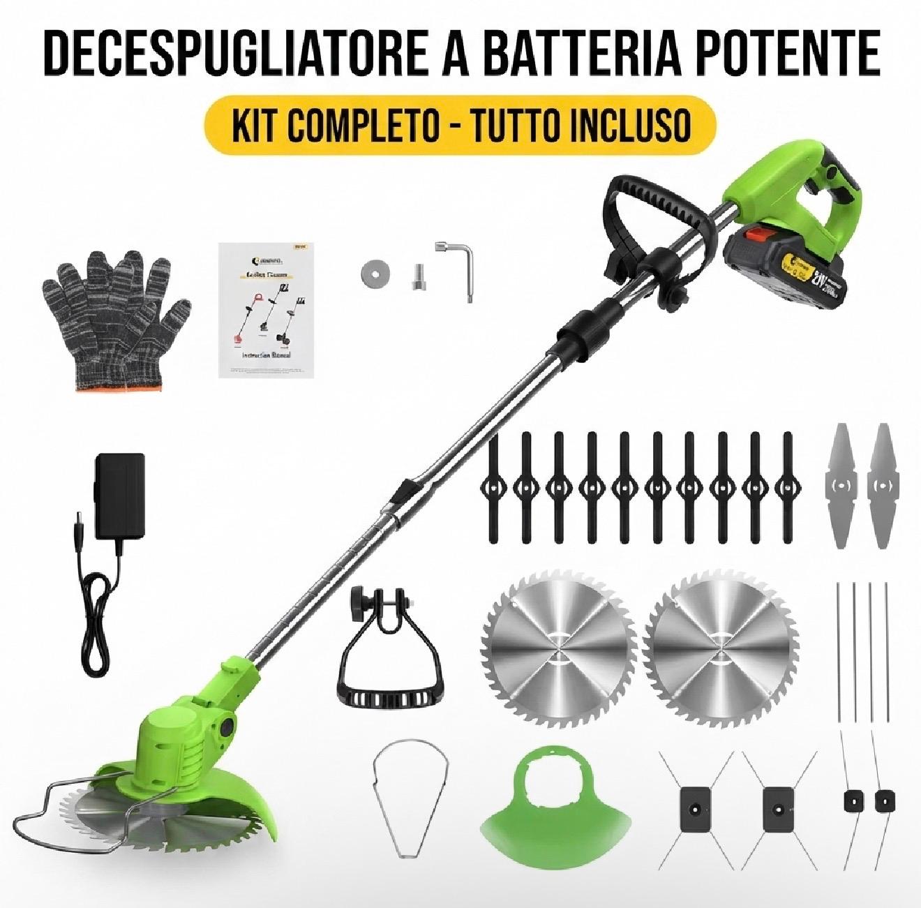 Coupe-Bordures sans Fil Professionnel 21V – Tondeuse à Gazon sans Fil avec Tête Rotative à 90°, Manche Télescopique 65-135cm et 4 Lames Interchangeables