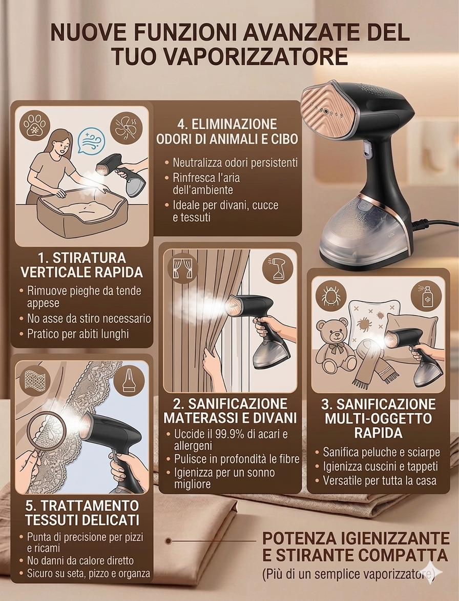 Ferro da Stiro Verticale Portatile Compatto e Leggero
