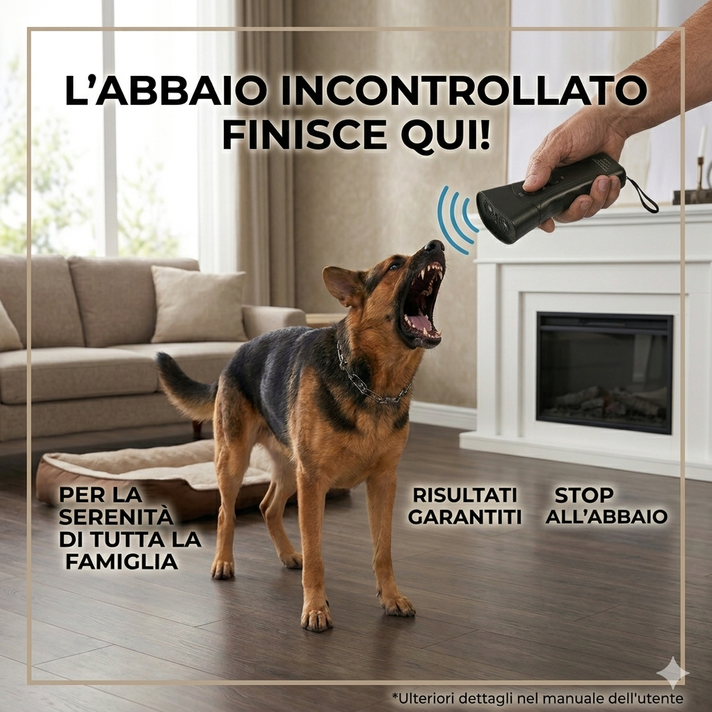 Dispositivo Anti-Abbaio a Ultrasuoni Portatile – Dissuasore per Cani Indolore