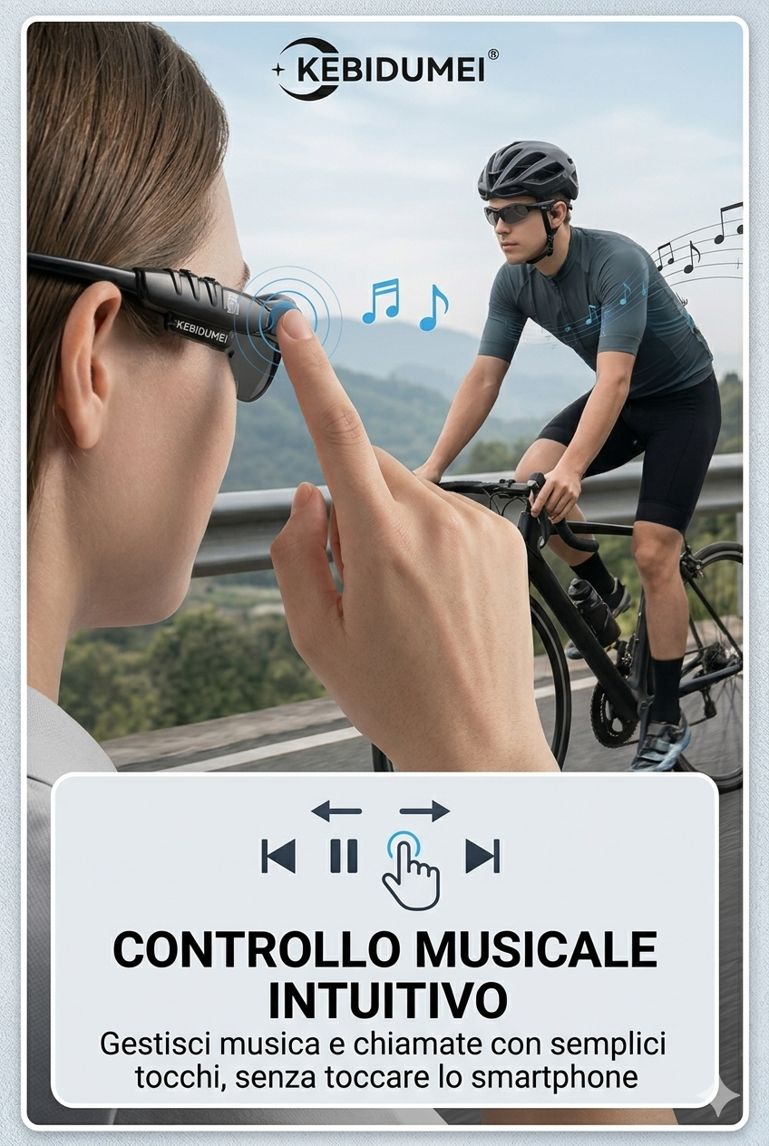 Occhiali Smart Bluetooth : Audio Wireless, Chiamate HD e Lenti Polarizzate