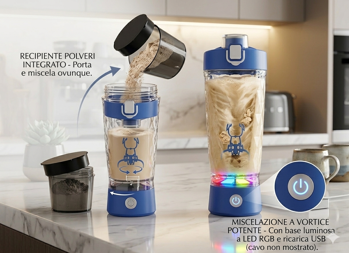 Shaker Elettrico per Proteine con Tecnologia a Vortice Anti-Grumi