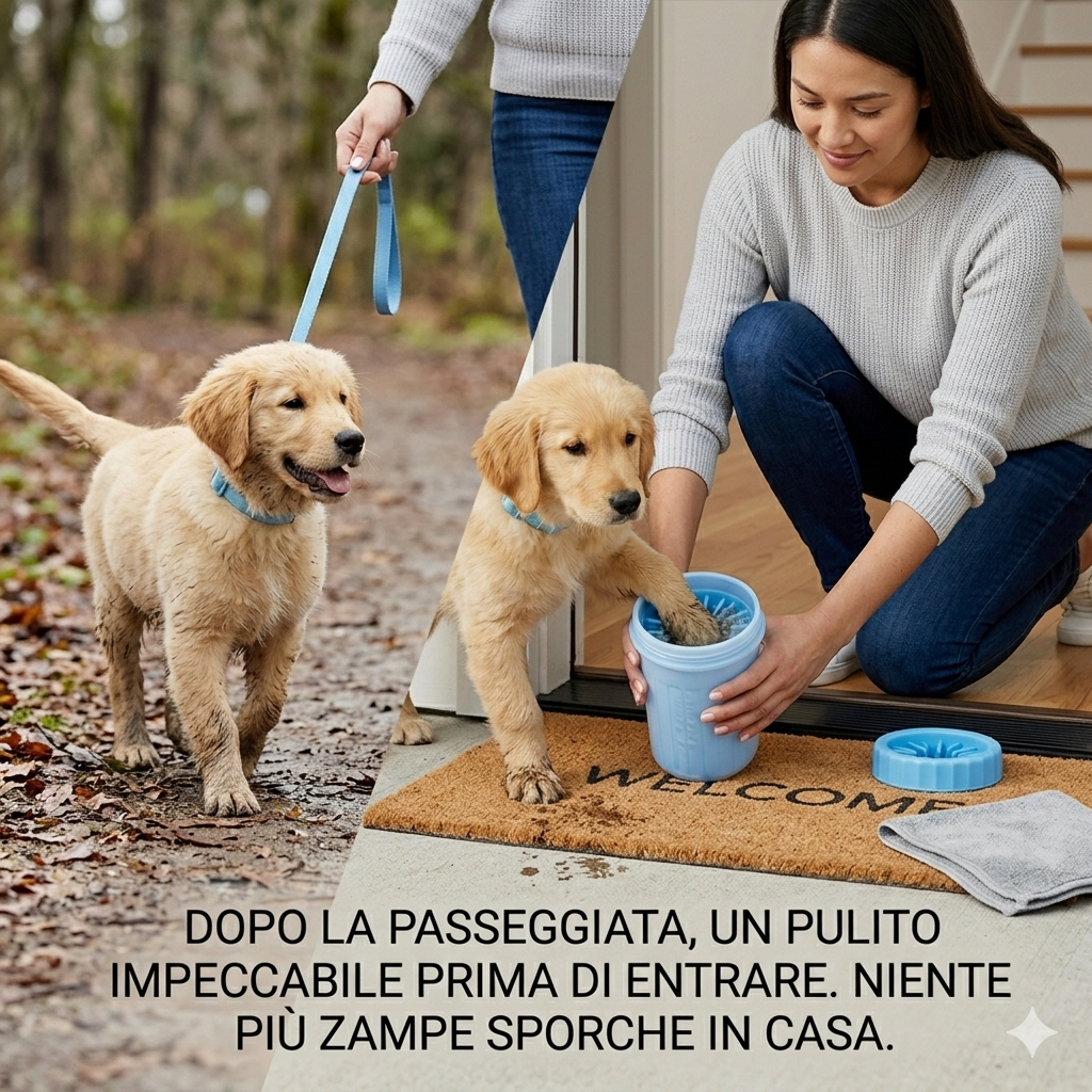 Tazza Lava Zampe per Cani Taglia Grande, Media e Piccola - Pulizia Rapida Antifango