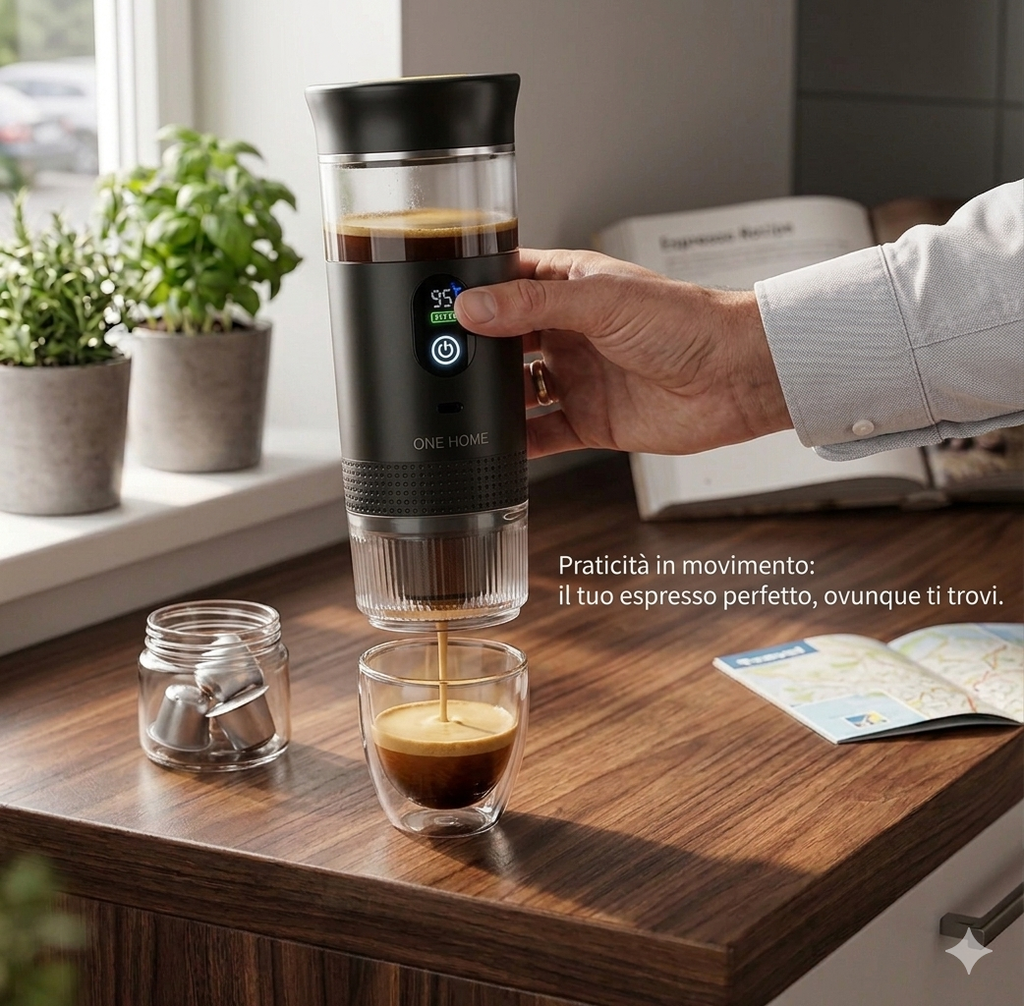 Macchina per Caffè Espresso Portatile con Display Digitale
