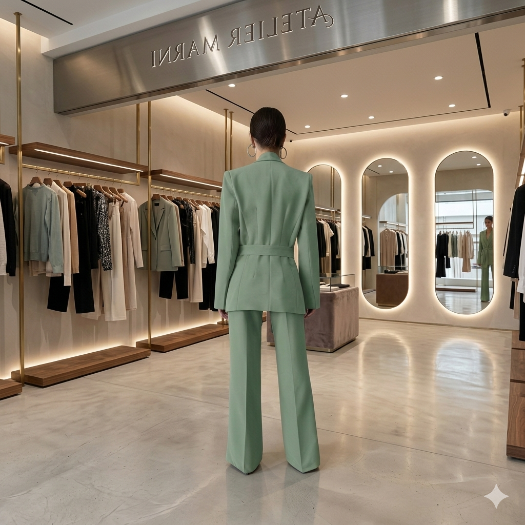 Abito da donna con giacca pantalone e cintura