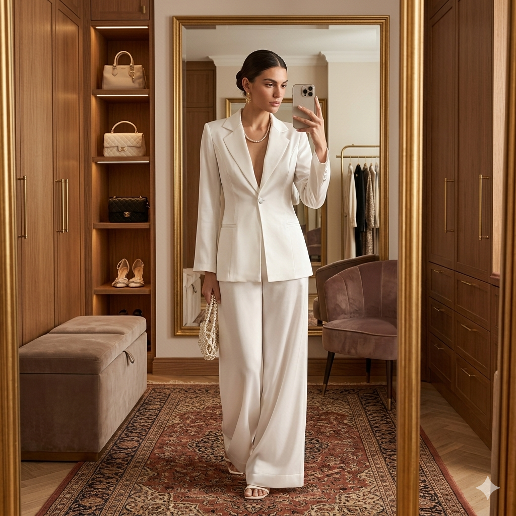 Completo giacca e pantalone a gamba ampia