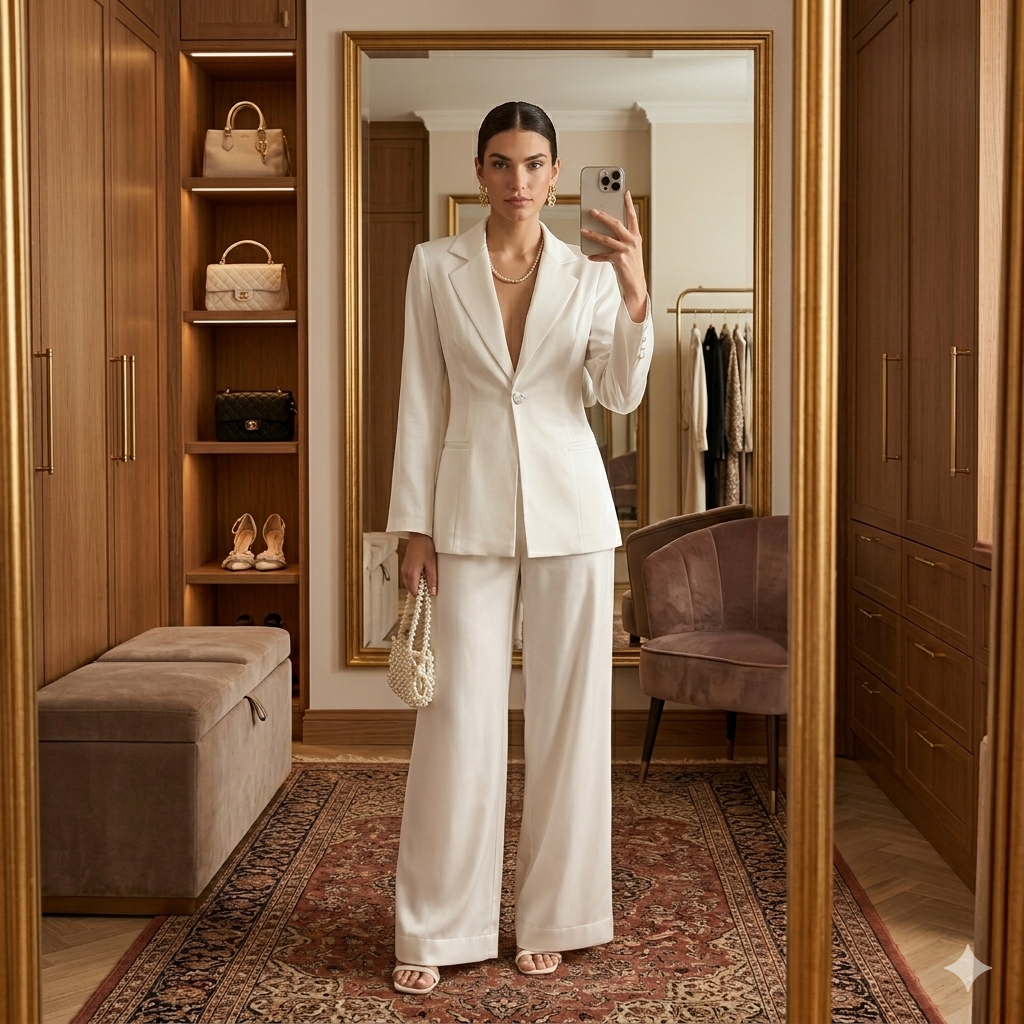 Completo giacca e pantalone a gamba ampia