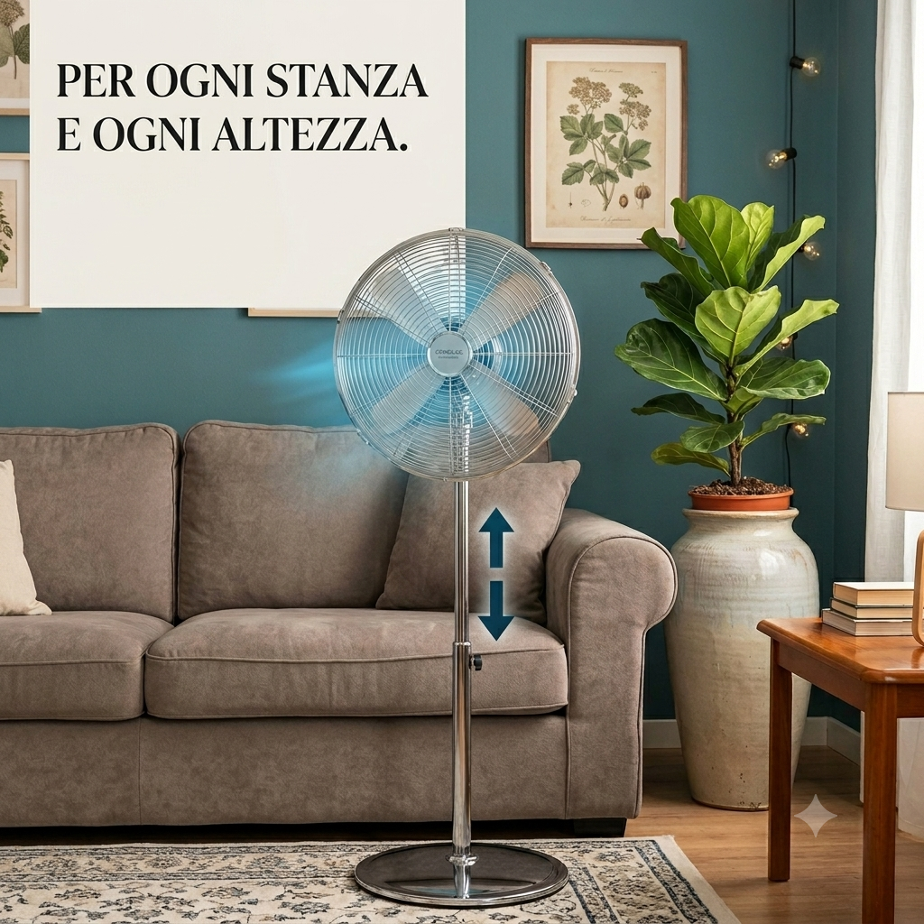 Ventilatore Vintage EnergySilence 620: Design Retro in Acciaio Cromato con Motore in Rame Ultra-Silenzioso