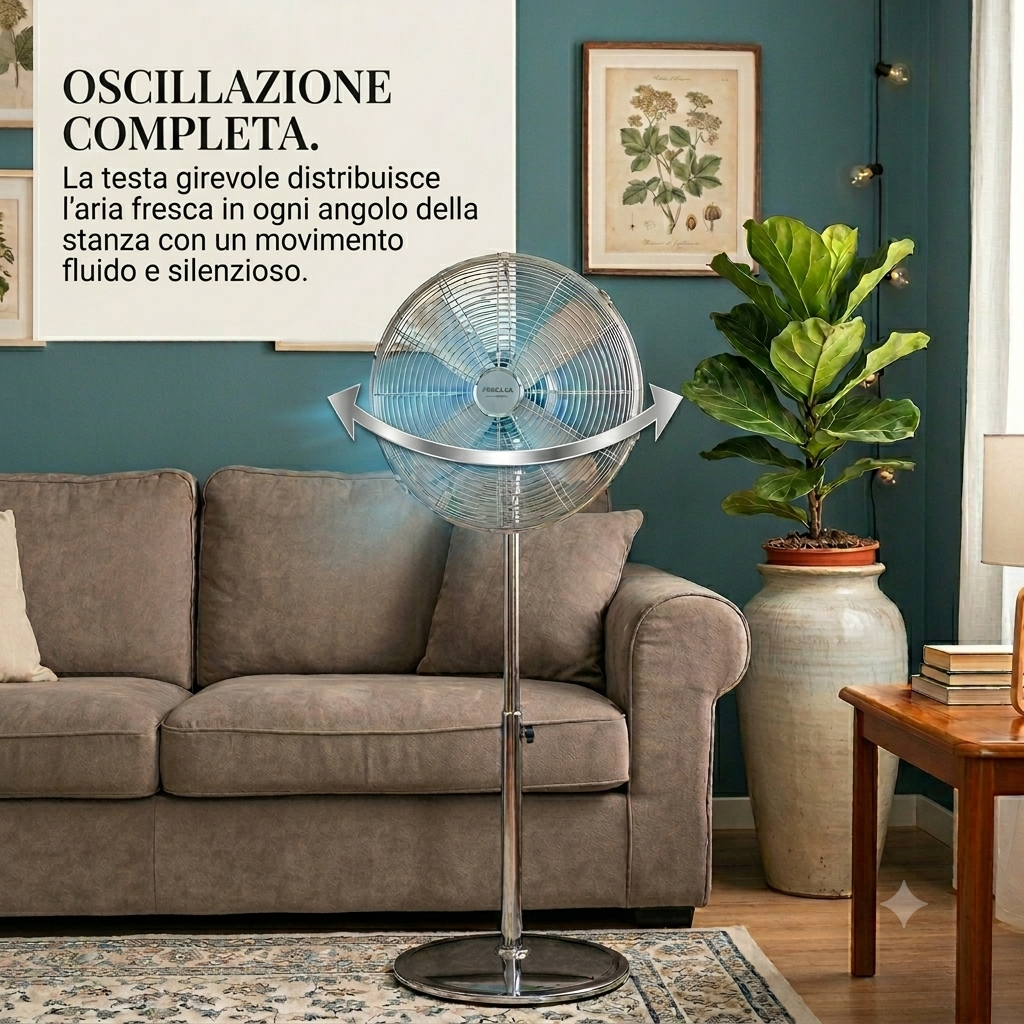 Ventilatore Vintage EnergySilence 620: Design Retro in Acciaio Cromato con Motore in Rame Ultra-Silenzioso