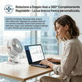 Ventilatore da Tavolo a Clip con Luce LED - Ricaricabile USB, Rotazione 360°, 3 Velocità
