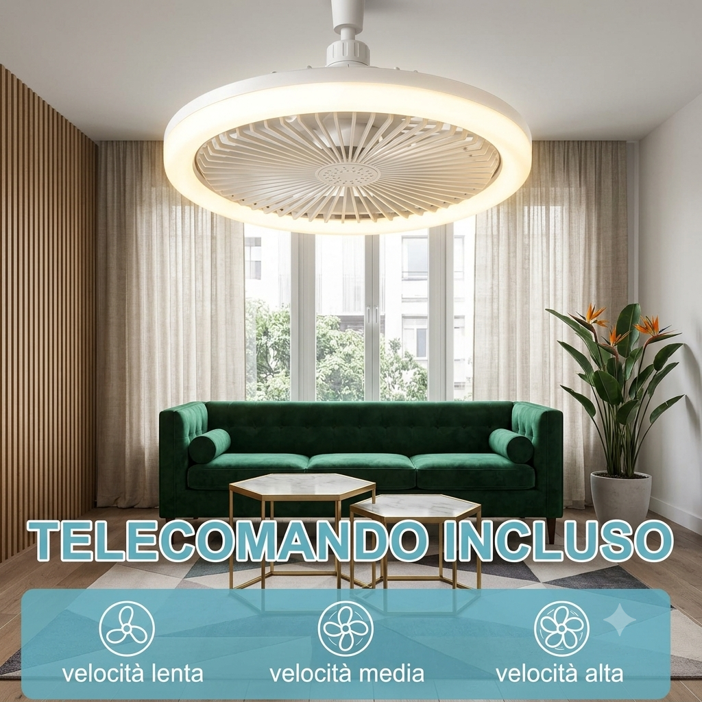 Ventilatore da Soffitto con Luce LED e Telecomando