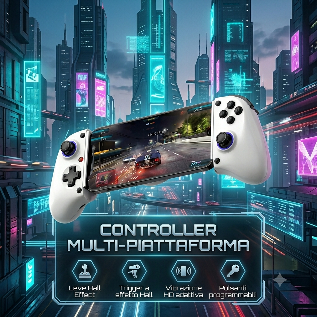 Controller Mobile Multi-Piattaforma: Compatibile con Android, iOS, Switch, PC e PS4