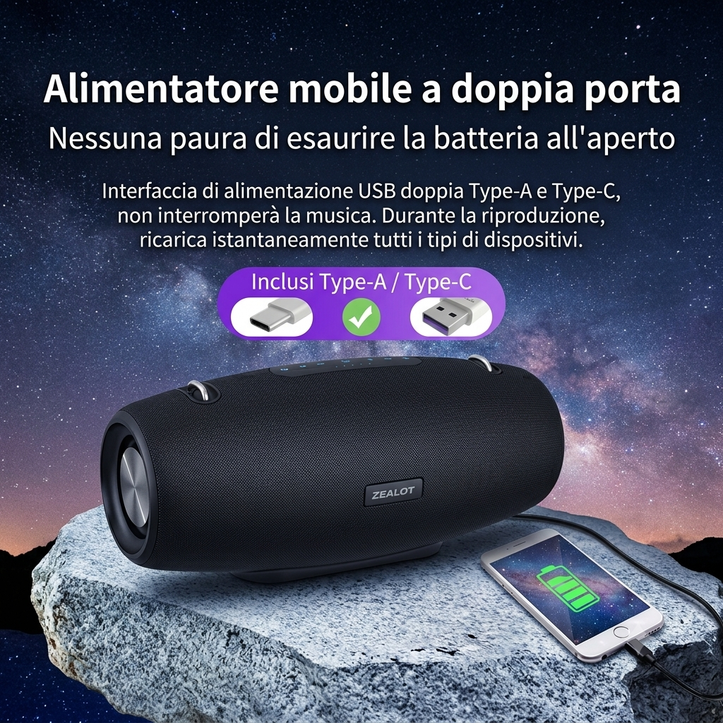 Altoparlante Bluetooth da 60W con Volume da Stadio