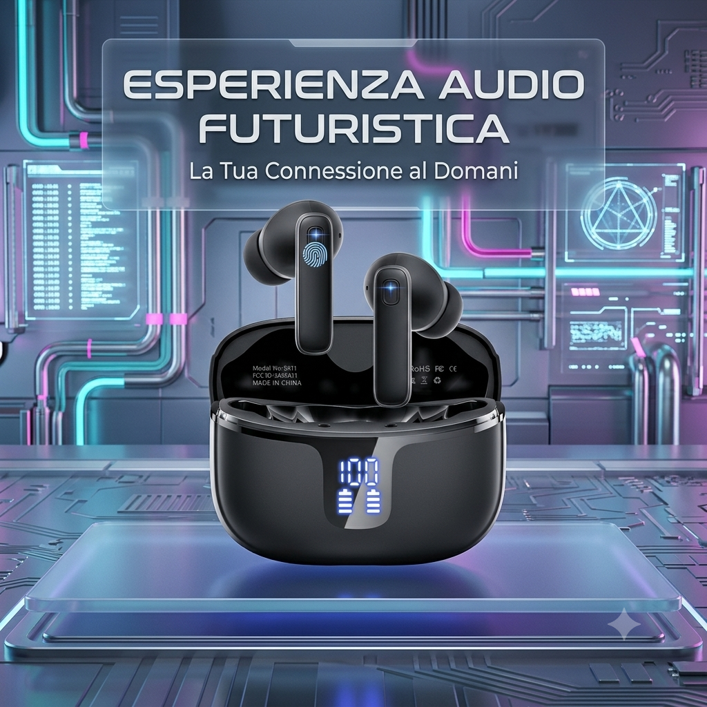 Auricolari Bluetooth 5.3 con Display LED Intelligente