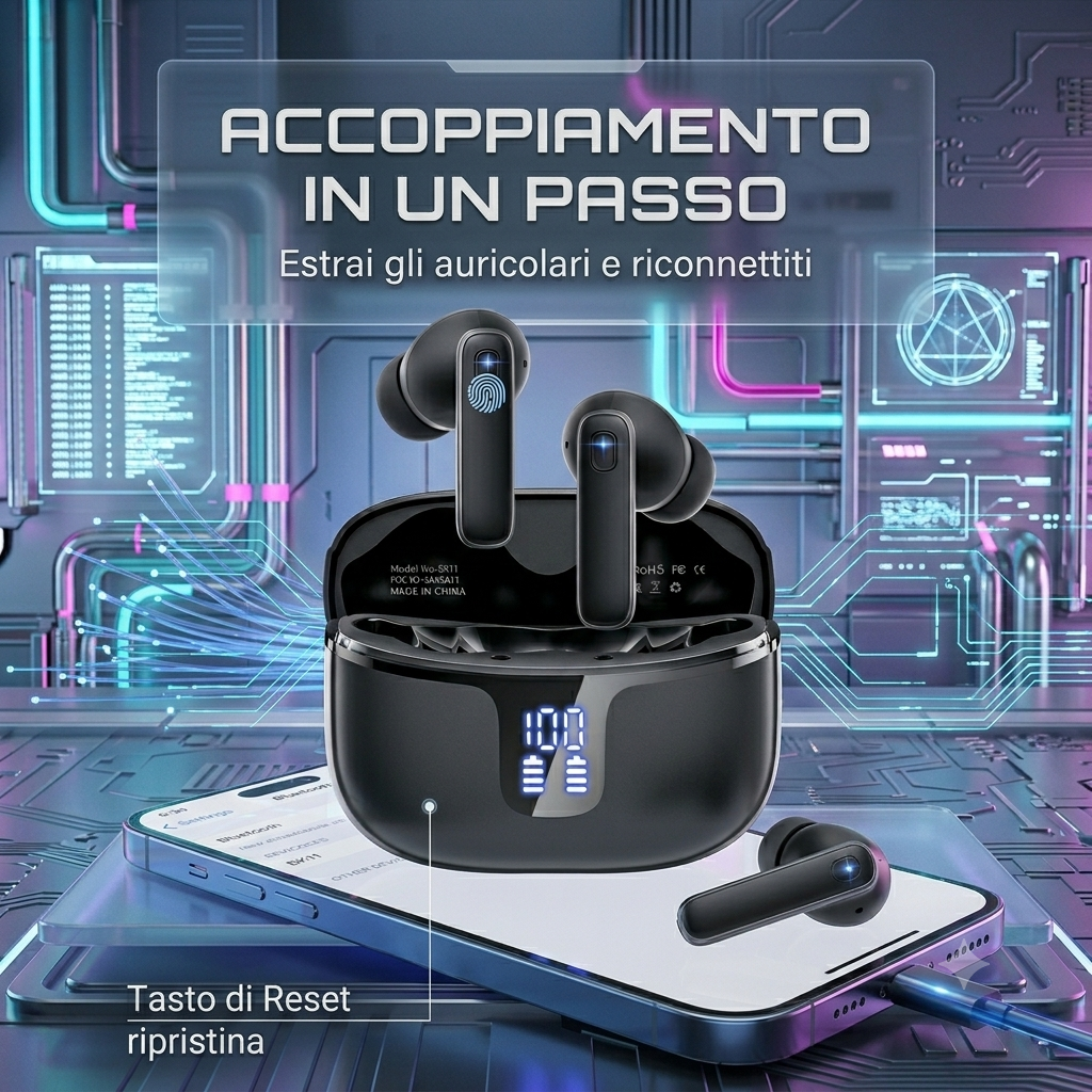 Auricolari Bluetooth 5.3 con Display LED Intelligente