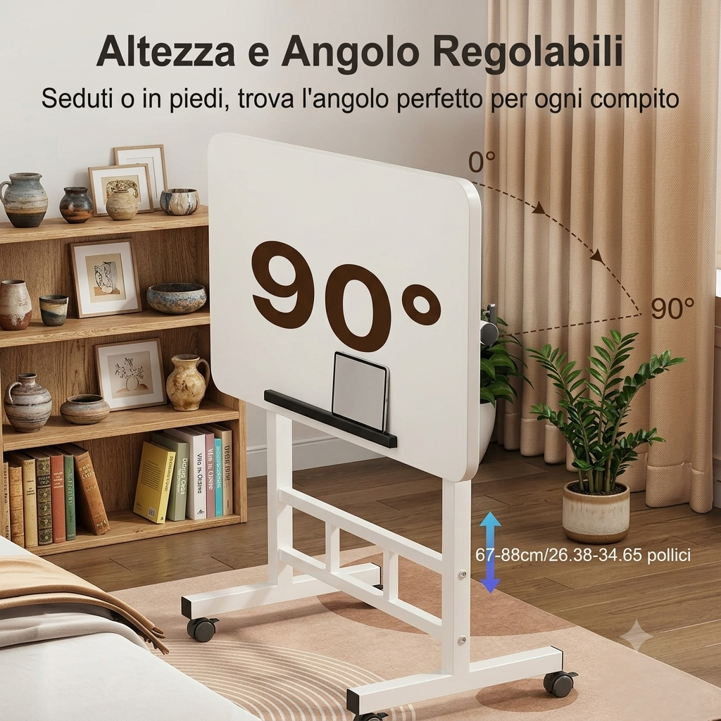 Piccola scrivania Regolabile e Mobile con Ruote