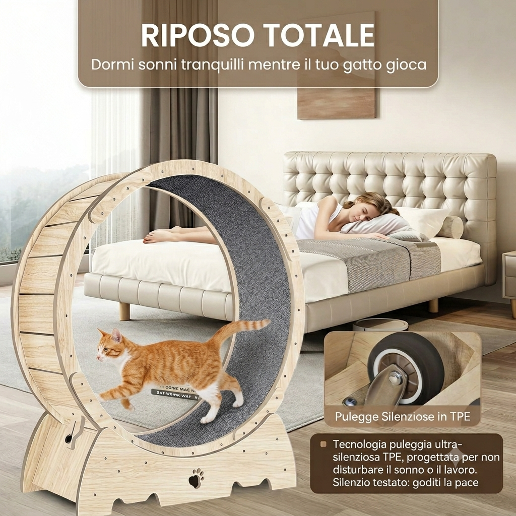 Ruota da Esercizio per Gatti Indoor – Anti-Stress e Fitness Felino