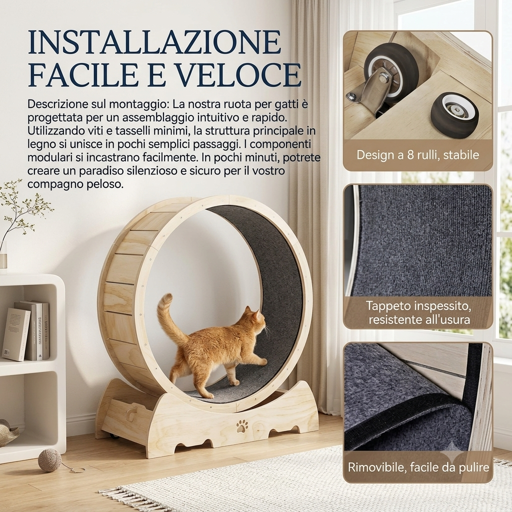 Ruota da Esercizio per Gatti Indoor – Anti-Stress e Fitness Felino