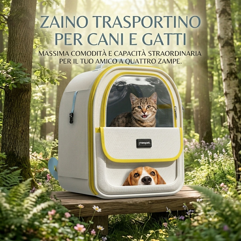 Zaino Trasportino "Vista Panoramica" – Design Elegante per Cani e Gatti