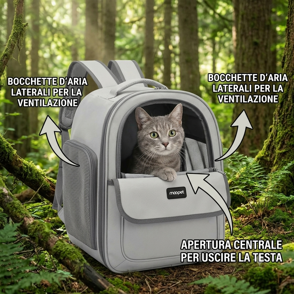 Zaino Trasportino "Vista Panoramica" – Design Elegante per Cani e Gatti