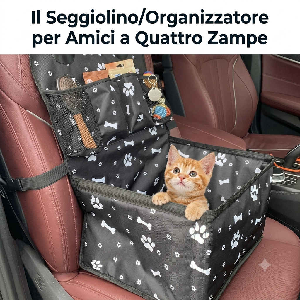 Seggiolino Auto per Cani e Gatti "Safety Travel" – Impermeabile e Pieghevole