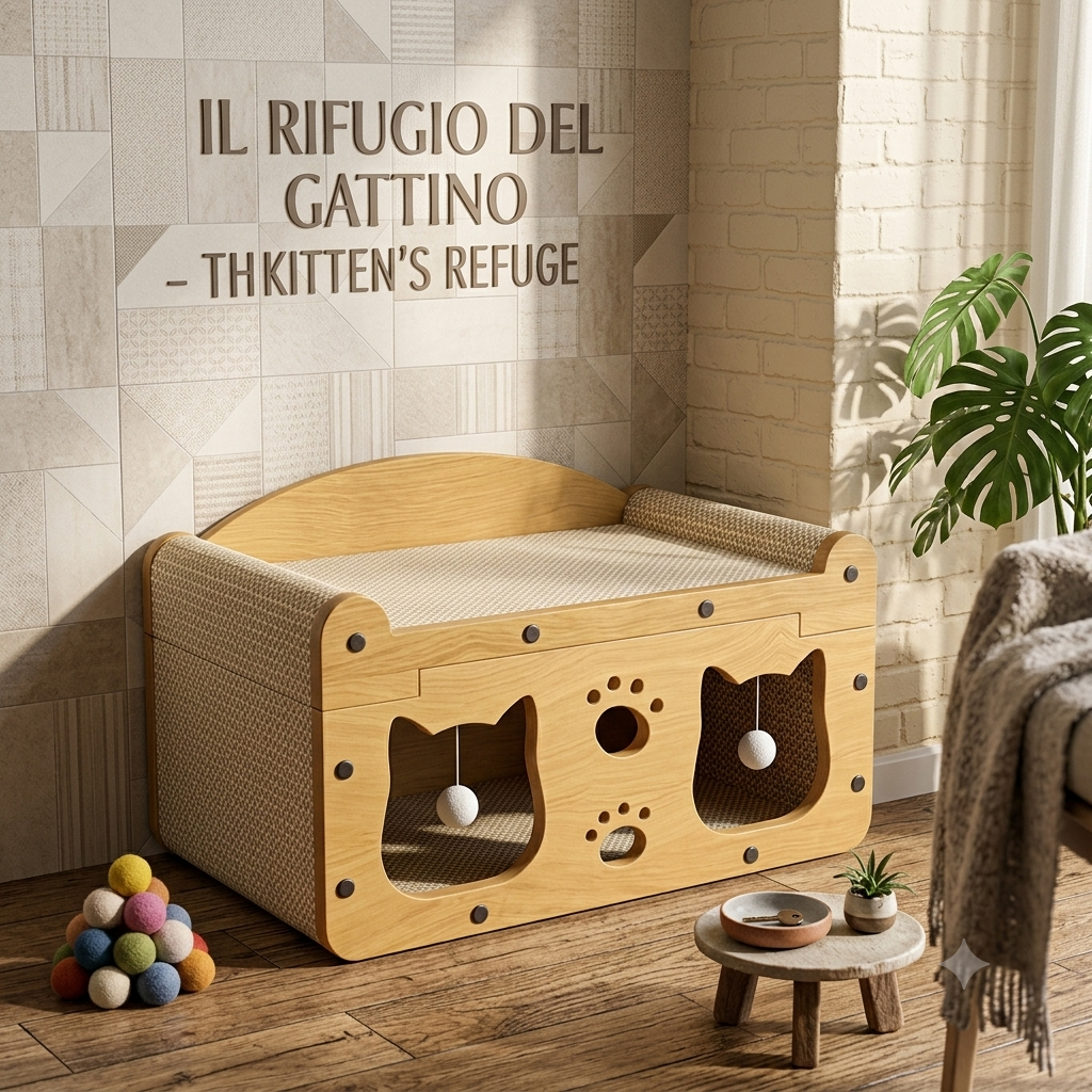 Divanetto per gatti con Tiragraffi zona Relax e Gioco