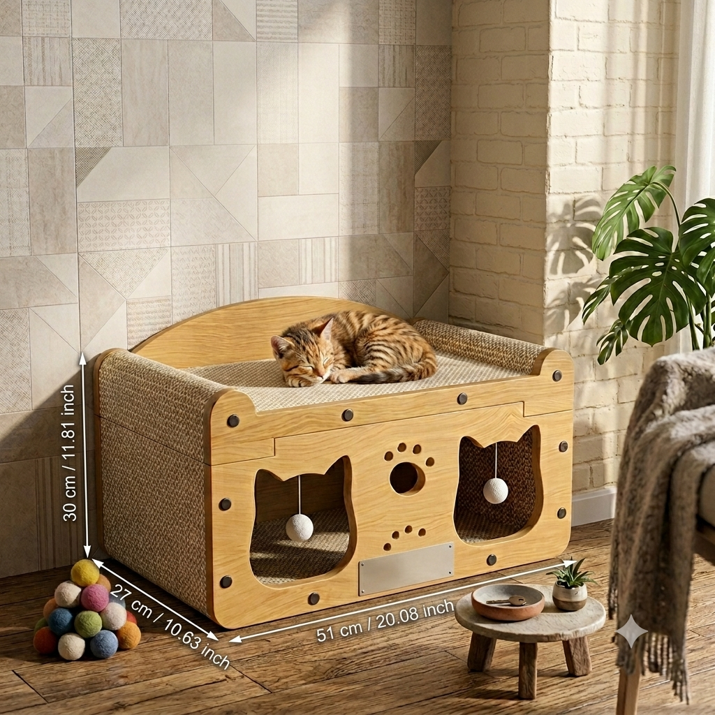 Divanetto per gatti con Tiragraffi zona Relax e Gioco