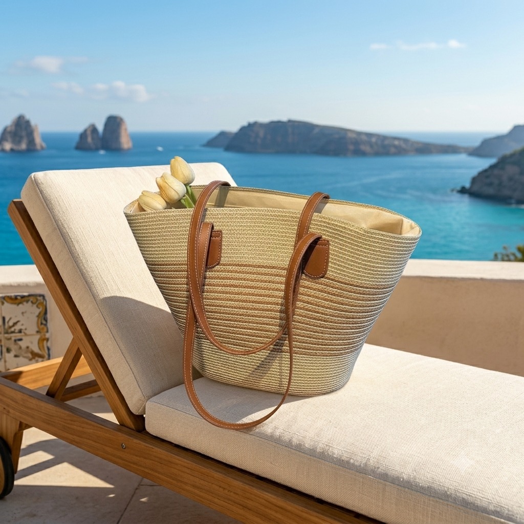 Borsa in paglia estiva da donna, borsa a spalla versatile da spiaggia