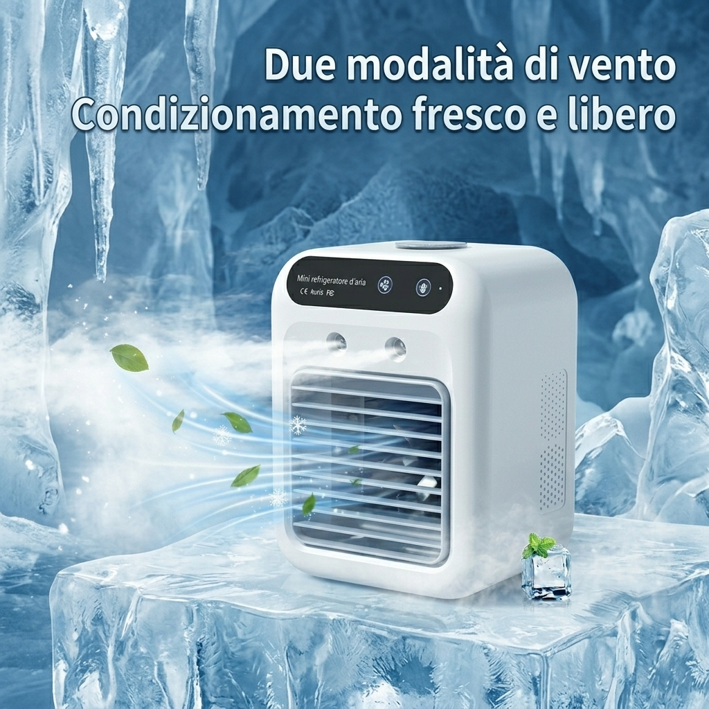 Condizionatore portatile e ricaricabile tramite USB