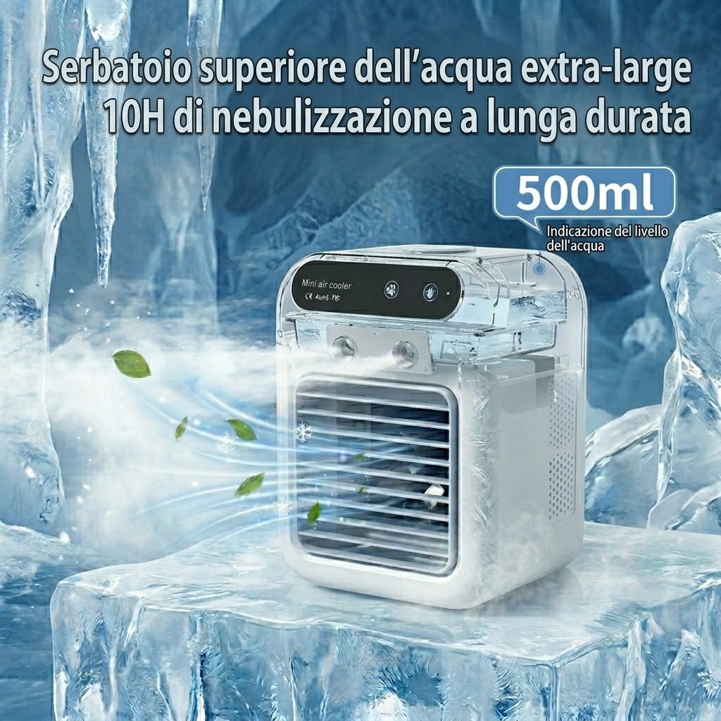 Condizionatore portatile e ricaricabile tramite USB