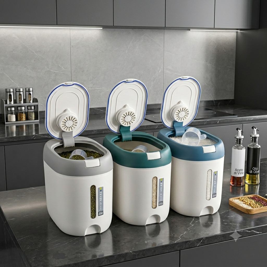 Dispencer per Riso da 5KG Organizer da Cucina e Contenitore per Alimenti.
