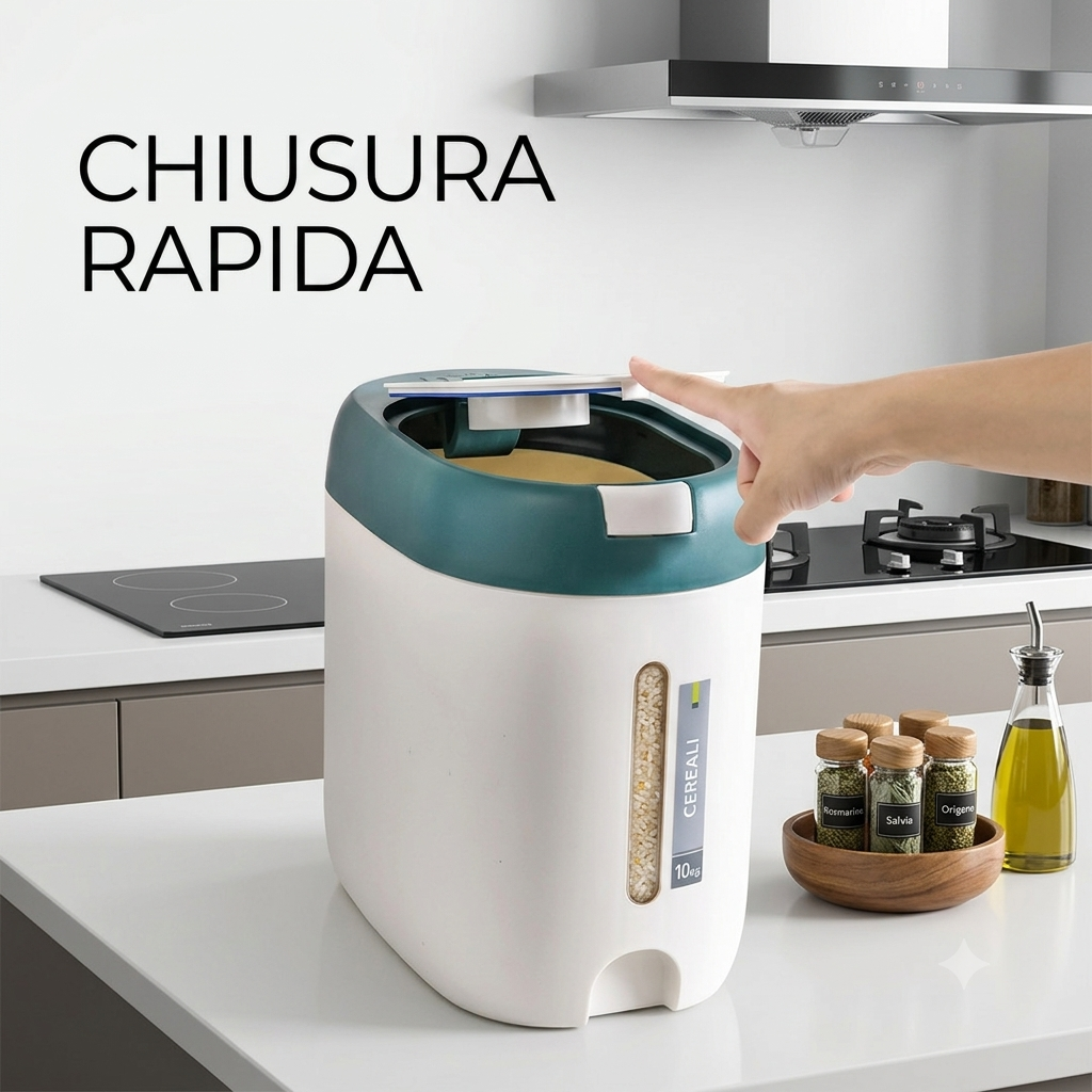Dispencer per Riso da 5KG Organizer da Cucina e Contenitore per Alimenti.