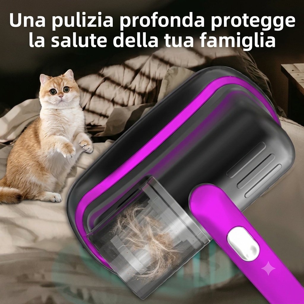 Aspirapolvere Portatile Senza Fili per Materassi con Luce UV-C