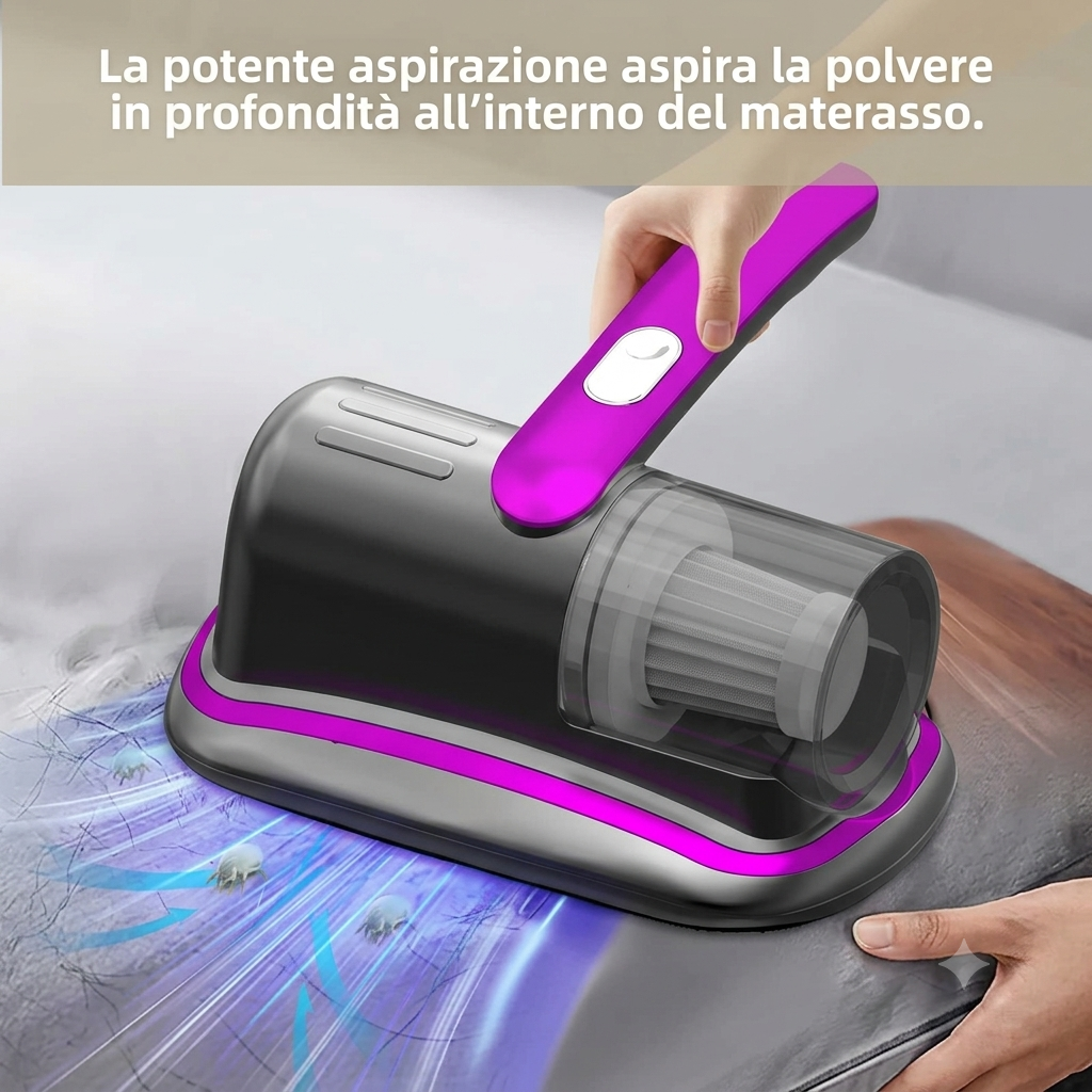 Aspirapolvere Portatile Senza Fili per Materassi con Luce UV-C
