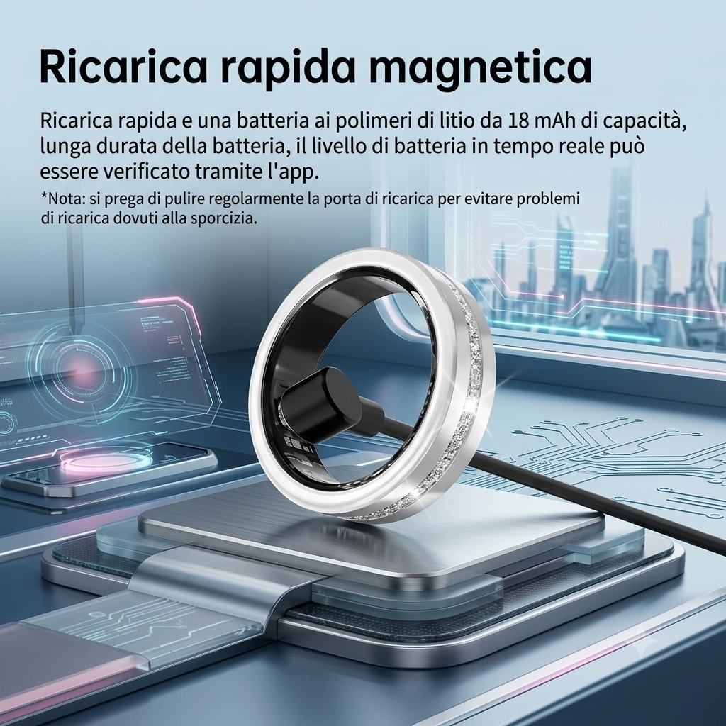 Anello Intelligente con Custodia di Ricarica da Donna