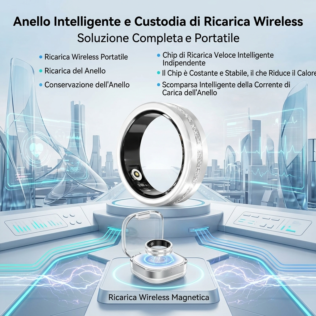 Anello Intelligente con Custodia di Ricarica da Donna