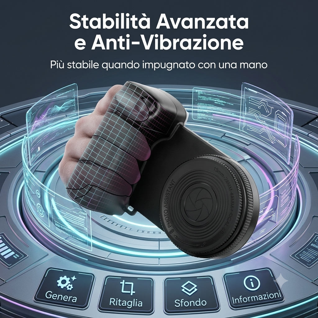 Impugnatura Magnetica per Smartphone con Bluetooth, Maniglia per Selfie, Stabilizzatore e Luce di Riempimento per iPhone/Android