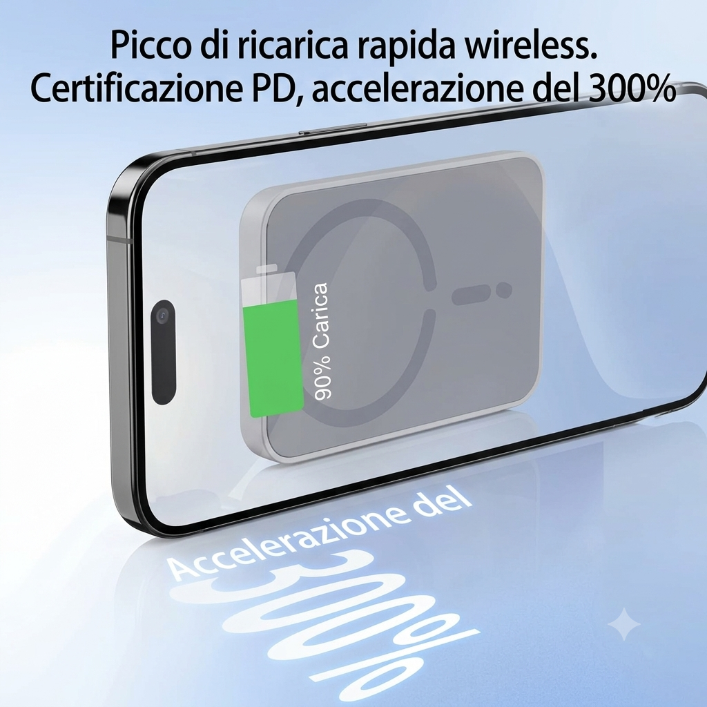 Caricabatterie wireless magnetico per auto -compatibile per iPhone 17, 16, 15, 14, 13, 12 Pro Max - Ricarica rapida"