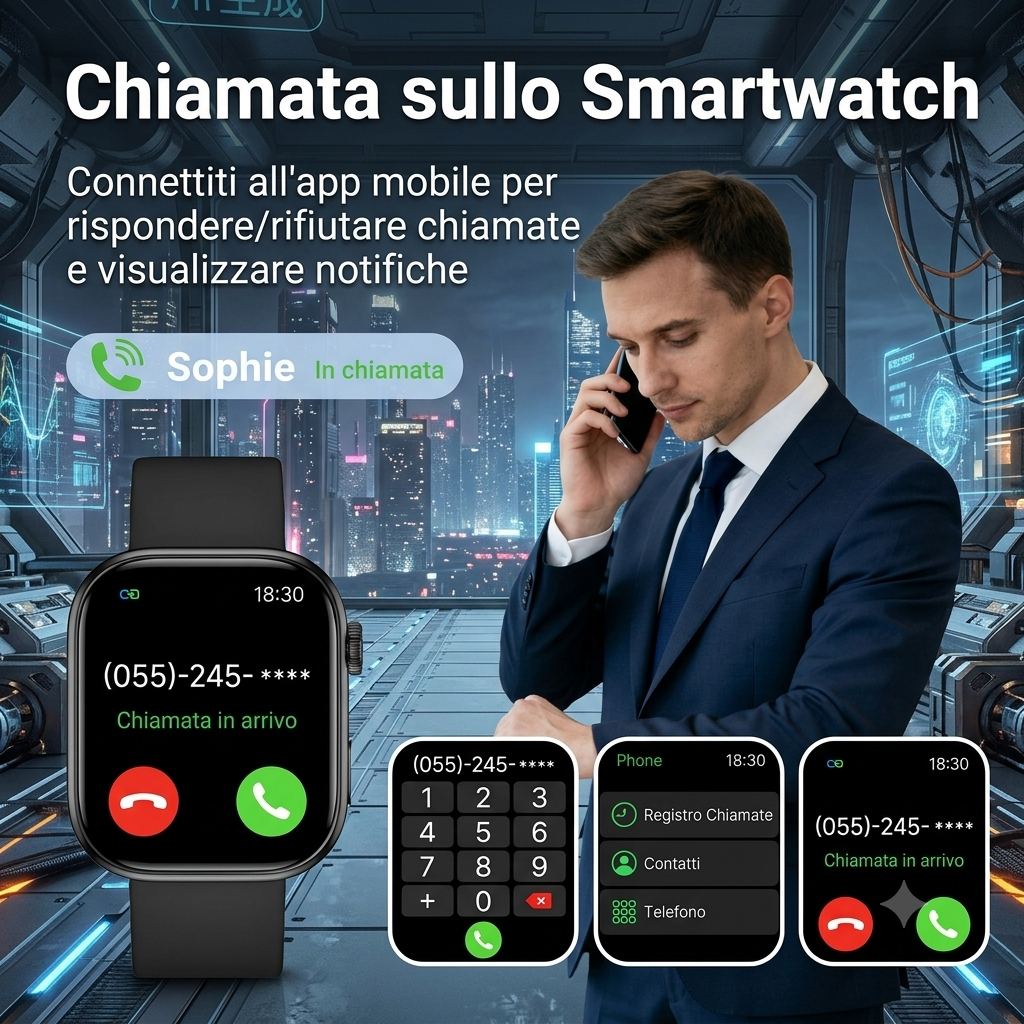 Nuovo Smartwatch Electronics - Schermo HD da 2,01 pollici, Monitoraggio Frequenza Cardiaca, Chiamate Bluetooth e Modalità Multi-Sport