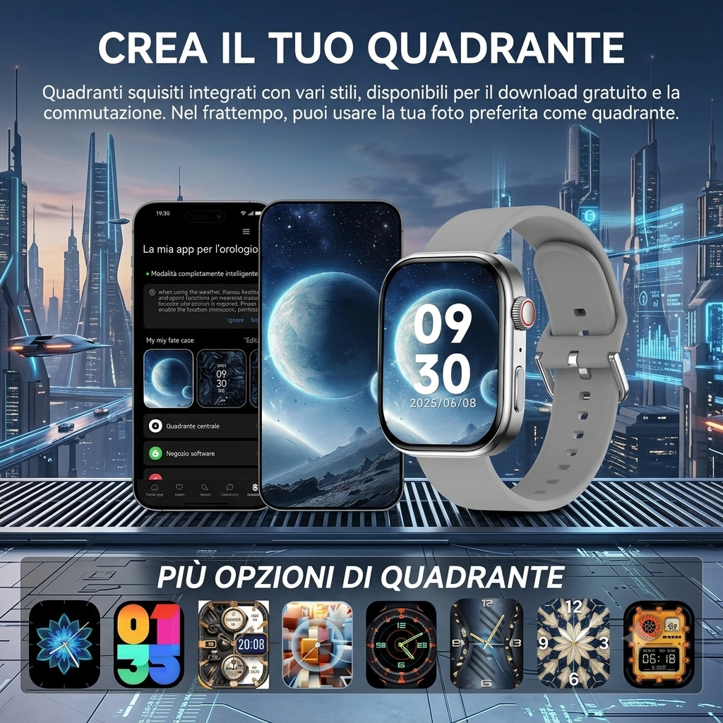 Nuovo Smartwatch Electronics - Schermo HD da 2,01 pollici, Monitoraggio Frequenza Cardiaca, Chiamate Bluetooth e Modalità Multi-Sport