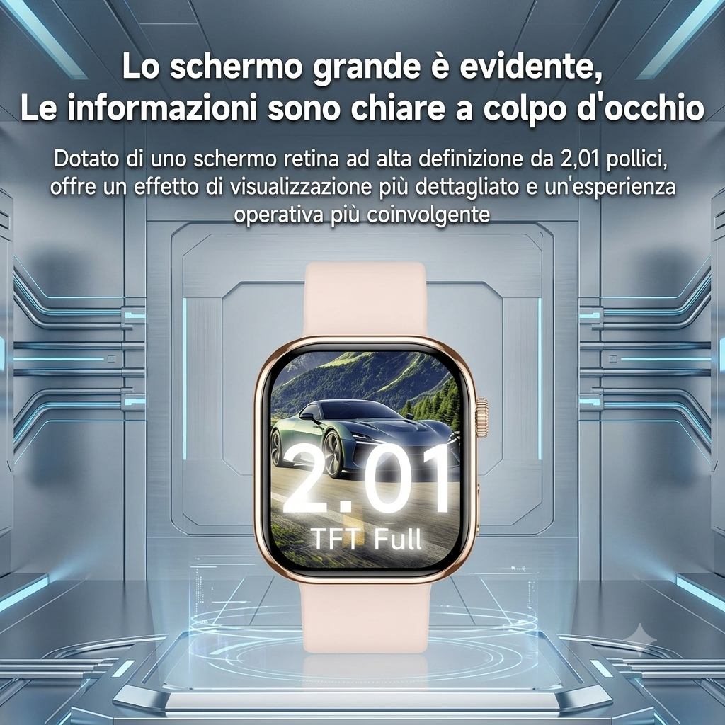 Nuovo Smartwatch Electronics - Schermo HD da 2,01 pollici, Monitoraggio Frequenza Cardiaca, Chiamate Bluetooth e Modalità Multi-Sport