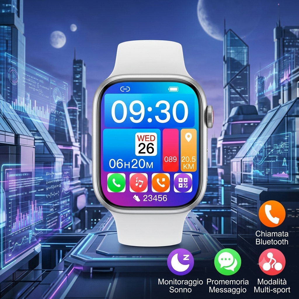 Nuovo Smartwatch con Schermo HD da 1,83 pollici - Monitoraggio del Sonno e della Salute, Chiamate Bluetooth e Modalità Multi-Sport