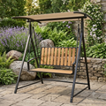 Altalena da giardino stile  Hollywood con tettuccio parasole regolabile, a 2 posti,  resistente alle intemperie fino a 240 kg, Nero.