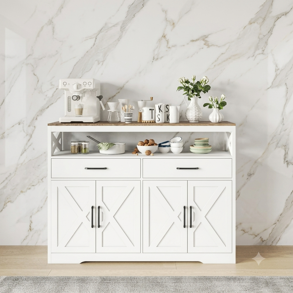 Mobiletti per la cucina con 2 cassetti e 2 ante in legno