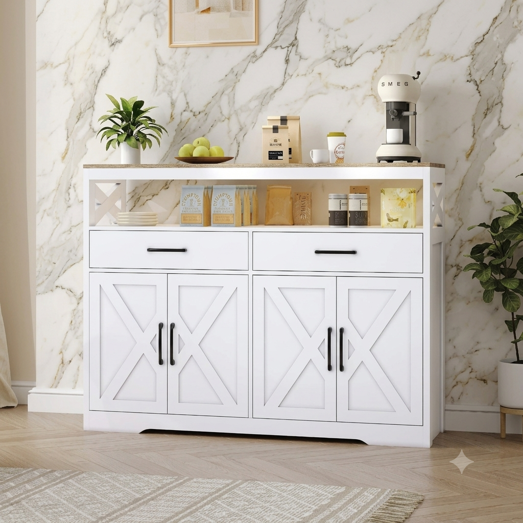 Mobiletti per la cucina con 2 cassetti e 2 ante in legno