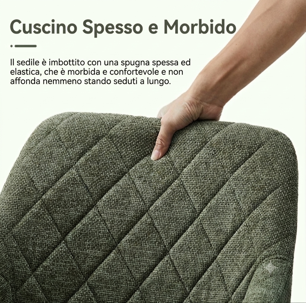 Set di 1 sedia in lino sedia imbottita con schienale