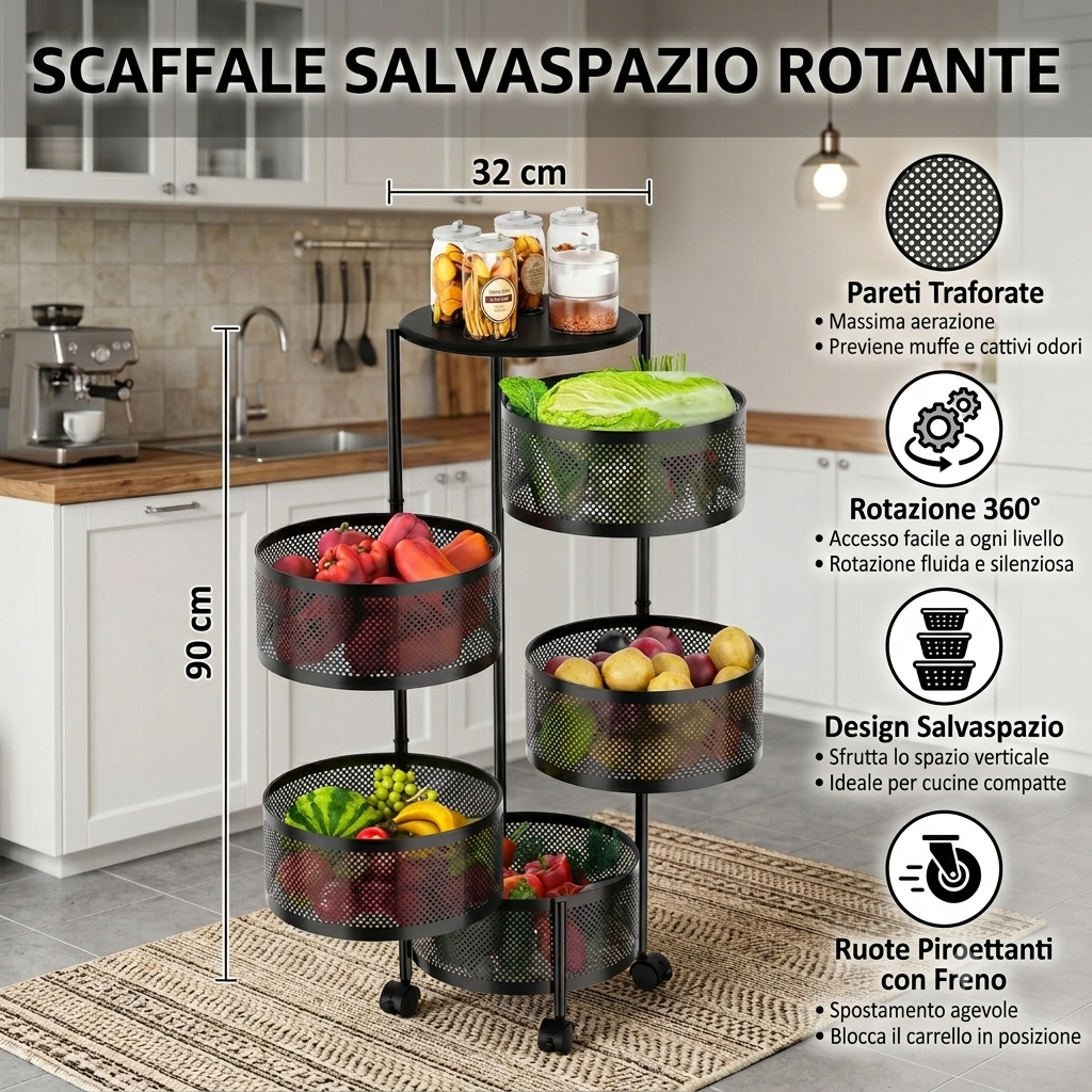 Scaffale salvaspazio rotante